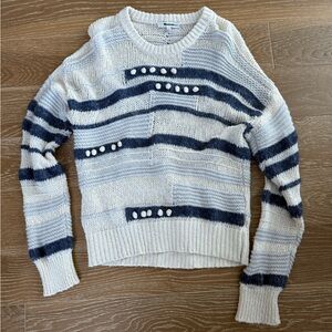 Madewell Cream and Gray Striped Sweater